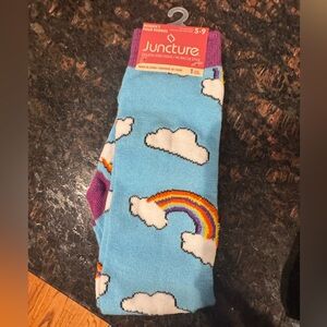 Women’s rainbow/cloud knee socks- shoe size 5-9